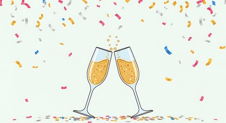 Celebratory Toast with Champagne and Confetti for Special Occasions.