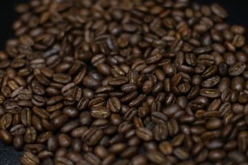 coffee beans on a black background