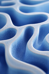 Organic Foam-Like Letter Shapes Flowing Through Curving Channels with Crystalline Frost Edges – Abstract Poster Background