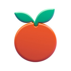 Red apple with leaf flat 3D icon