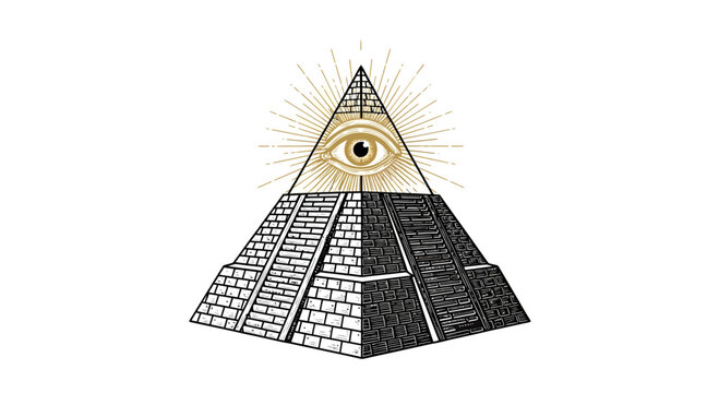 vector image of a Illuminati pyramids black and white background
