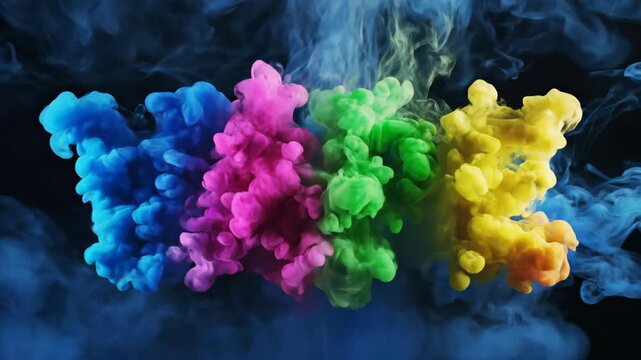 Colorful Smoke Vape Text - Swirling blue smoke forms abstract shapes around vibrant colored smoke letters spelling "VAPE".