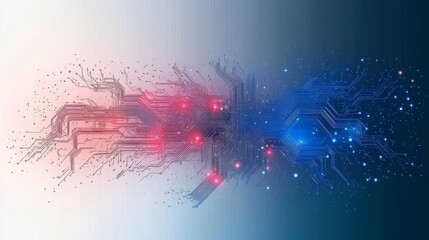 Futuristic Network of Interconnected Circuits and Vivid Lights on a Dynamic Gradient Background