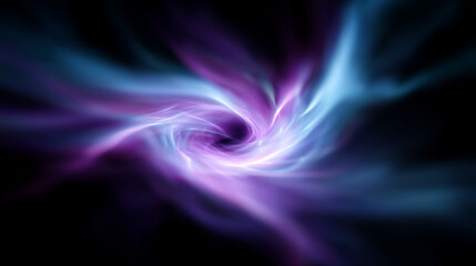 Obraz premium Bright blue and purple lightning bolts twisting into a swirling energy vortex, vibrant and glowing against a black backdrop, digital abstract art with intense motion and depth. swi