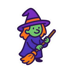 PNG Colorful cartoon witch illustration.