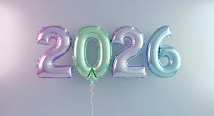 Sparkling 2026 balloons herald a vibrant New Year full of hope and fresh beginnings in iridescent