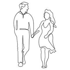 Minimalist Line Art of Couple Holding Hands