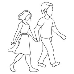 Minimalist Illustration of Couple Walking Together