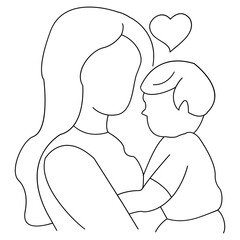 Illustration of Mother and Child with Heart