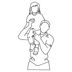 Minimalist Outline of Father Giving Daughter Piggyback Ride