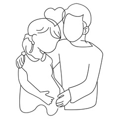 Illustration of Pregnant Couple in Love