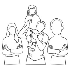 Minimalist Line Art Portrait of a Family
