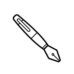 Fountain pen writing tool line vector icon