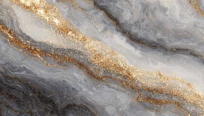 Fototapeta premium Elegant Grey Marble Background with Golden Veins and Swirls for Luxury Interior Design and Decor