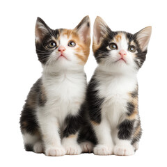 Two adorable kittens png cats png pets png sitting png cute png whiskers png domestic png fluffy png duo png portrait png transparent background image