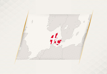 Denmark Country Map Featuring National Flag Colors.