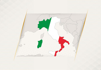 Fototapeta premium Italy Country Map Featuring National Flag Colors.