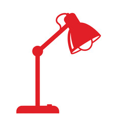 Red desk lamp silhouette on a white background light illumination
