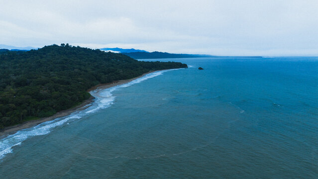 Aerial view of Playa Hermosa beach and ocean, Costa Rica