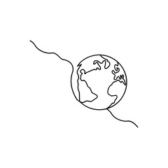Minimalist Line Art of Earth Globe