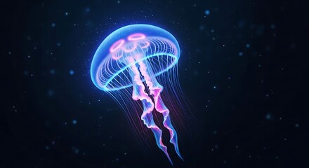 Glowing Jellyfish in the Deep Sea - A Mesmerizing Underwater Scene.