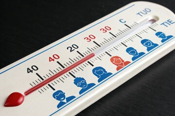Thermometer showing Temperature: An up-close shot of a classic thermometer displays an assessment of environment temperature, providing crucial measurement insight