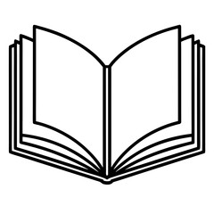 Open Book simple line art illustration, minimalist blue and white, literature and education icon