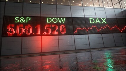 Stock Market Indices: The image captures a display of financial indices, showing the fluctuating values of market indicators, a glimpse into the economic landscape.