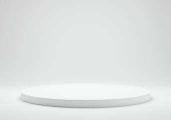 White Round Podium Stage Presentation Mockup Minimal Background
