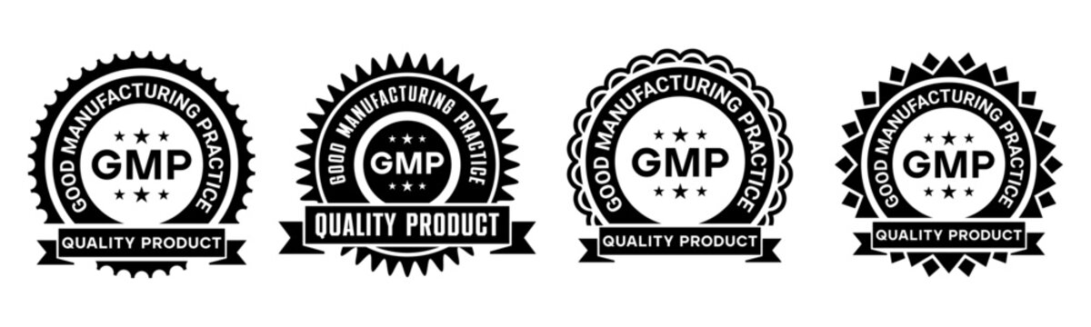 Black GMP Certification Logo Set Quality Product Emblem