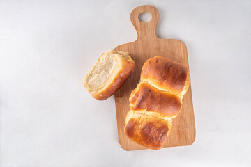 Japanese bread Shokupan, Hokkaido milk bread, or simply milk fluffy buns