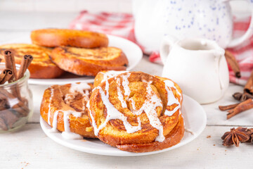 Sweet breakfast cinnamon roll french toast