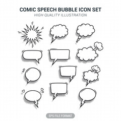 Comic speech bubble icon set vector illustration