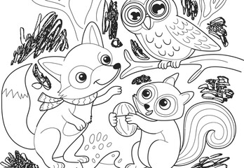 A vibrant seamless vector pattern of diverse cartoon sea animals and birds with floral elements