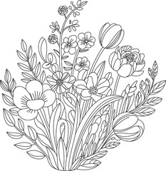 Vintage vector floral seamless pattern illustration with leaves and blossom nature elements