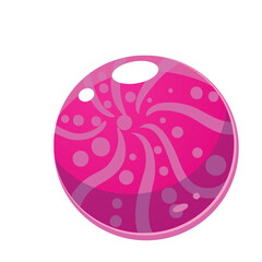 A Vivid Pink Swirl Candy Orb With Circles And Dots Against A Transparent Background