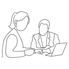 Minimalist Line Art of Business Meeting