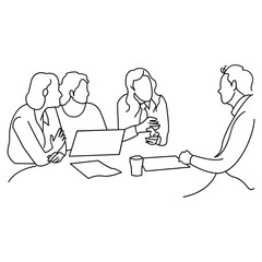 Minimalist Line Art of Business Meeting