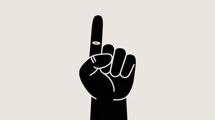 A Black Hand Icon with One Finger Pointing Up — Number One Gesture Illustration