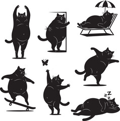 set of cats silhouettes