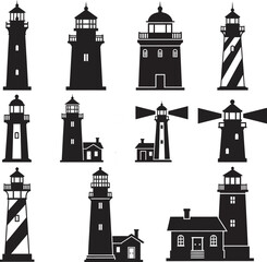 lighthouse silhouette vector