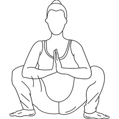 Illustration of Woman in Yogi Squat Yoga Pose