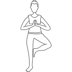 Tree Pose Yoga Illustration on Pink Background