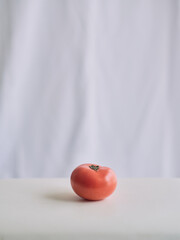 Fresh Red Tomato on White Minimal Background