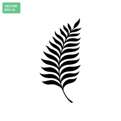 Fototapeta premium Minimalist black and white fern leaf silhouette isolated on white background