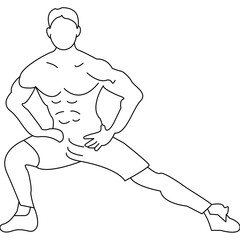Line Art of Man Stretching Exercise
