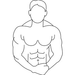 Line Art Illustration of Muscular Man