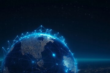 Global Technology Integration Futuristic Digital Network with Bright Connections Across Continents