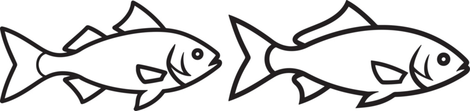 Two simple fish outline silhouette