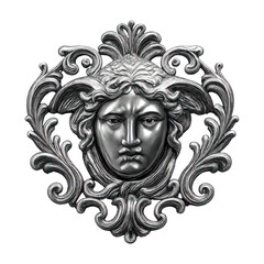 PNG Ornate silver Medusa emblem
